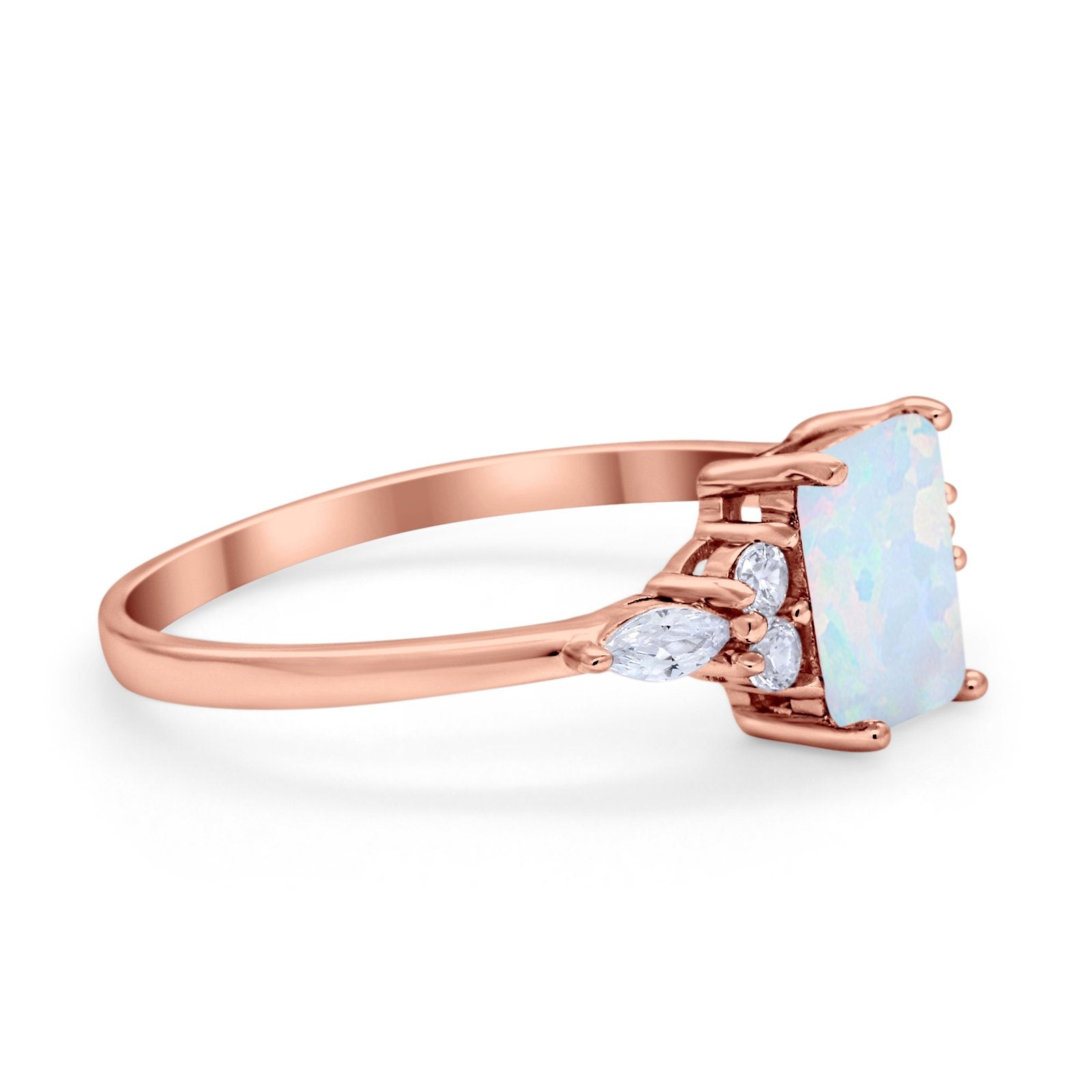 Art Deco Wedding Ring Marquise Simulated Cubic Zirconia 925 Sterling Silver