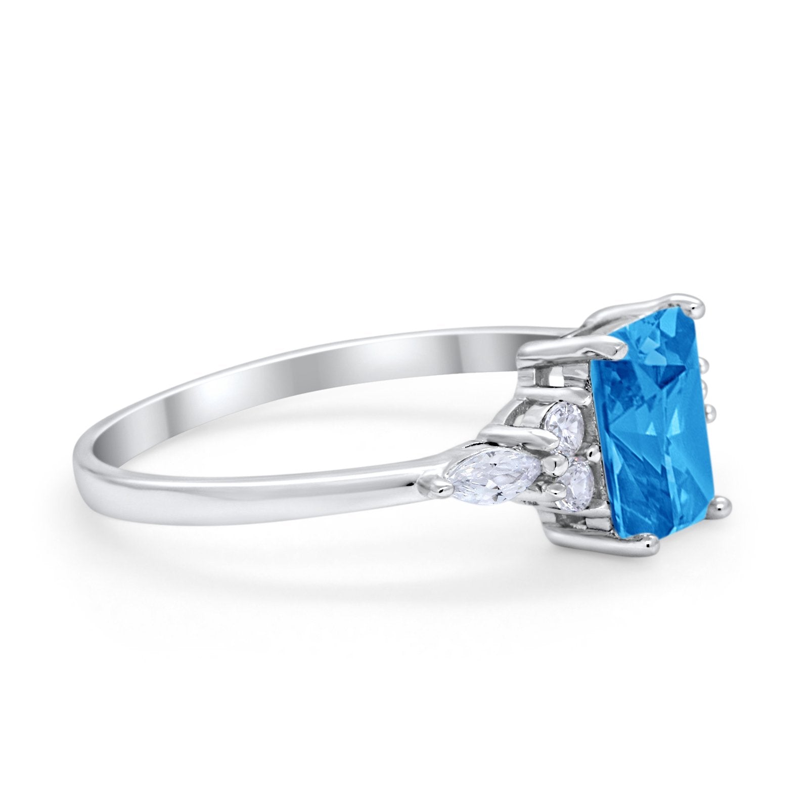 Art Deco Wedding Ring Marquise Simulated Cubic Zirconia 925 Sterling Silver