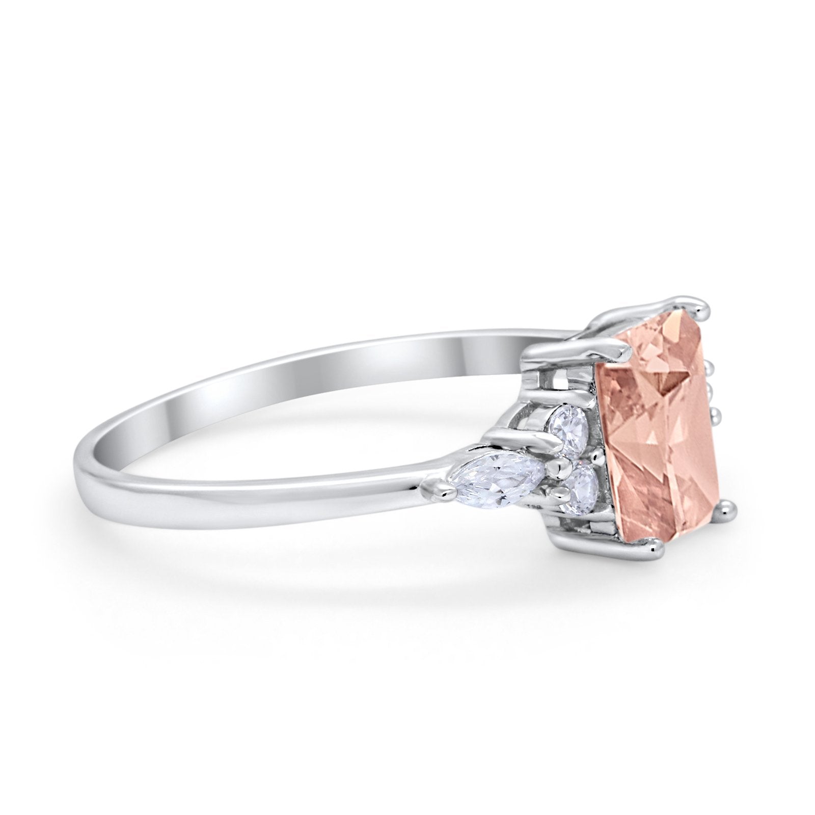 Art Deco Wedding Ring Marquise Simulated Cubic Zirconia 925 Sterling Silver