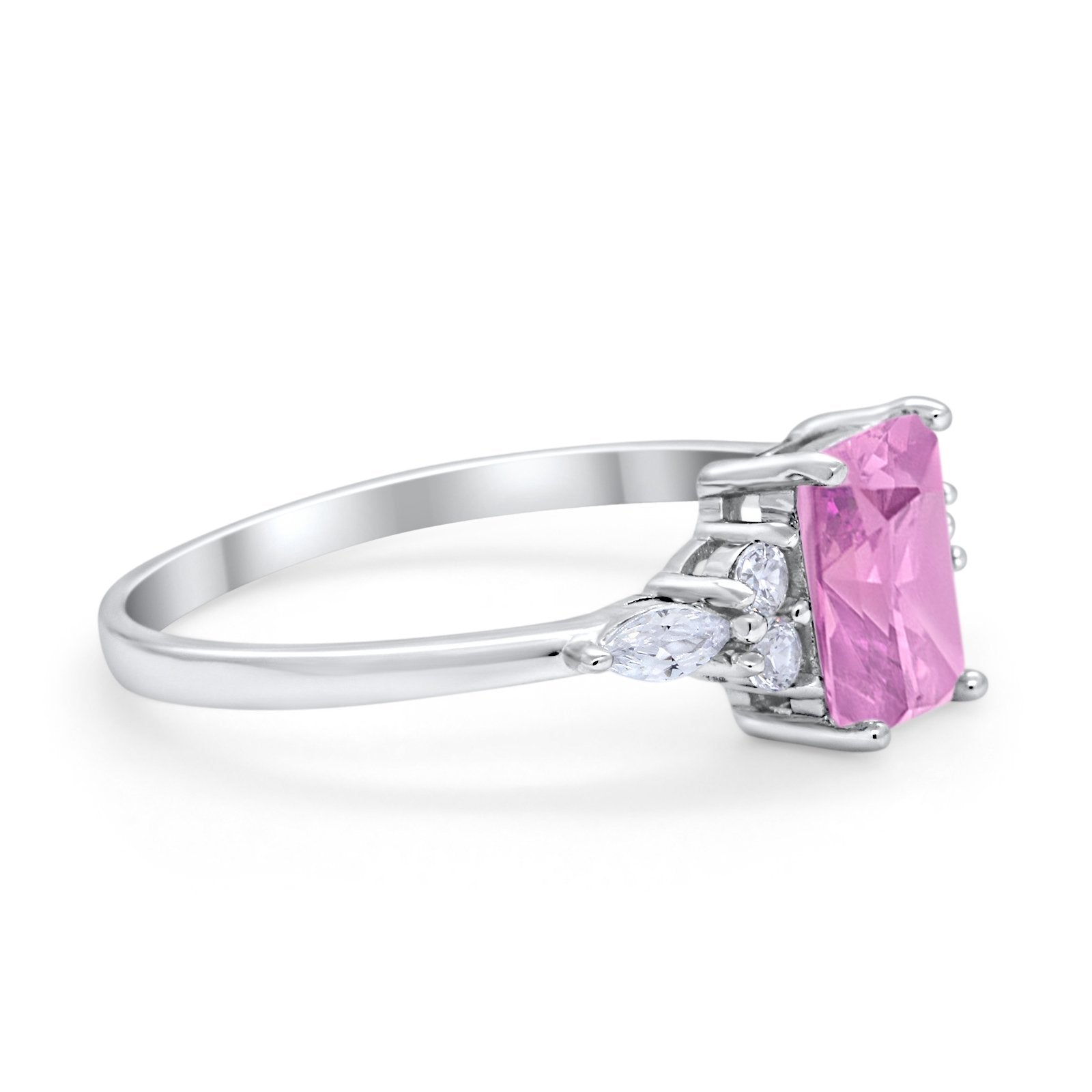 Art Deco Wedding Ring Marquise Simulated Cubic Zirconia 925 Sterling Silver