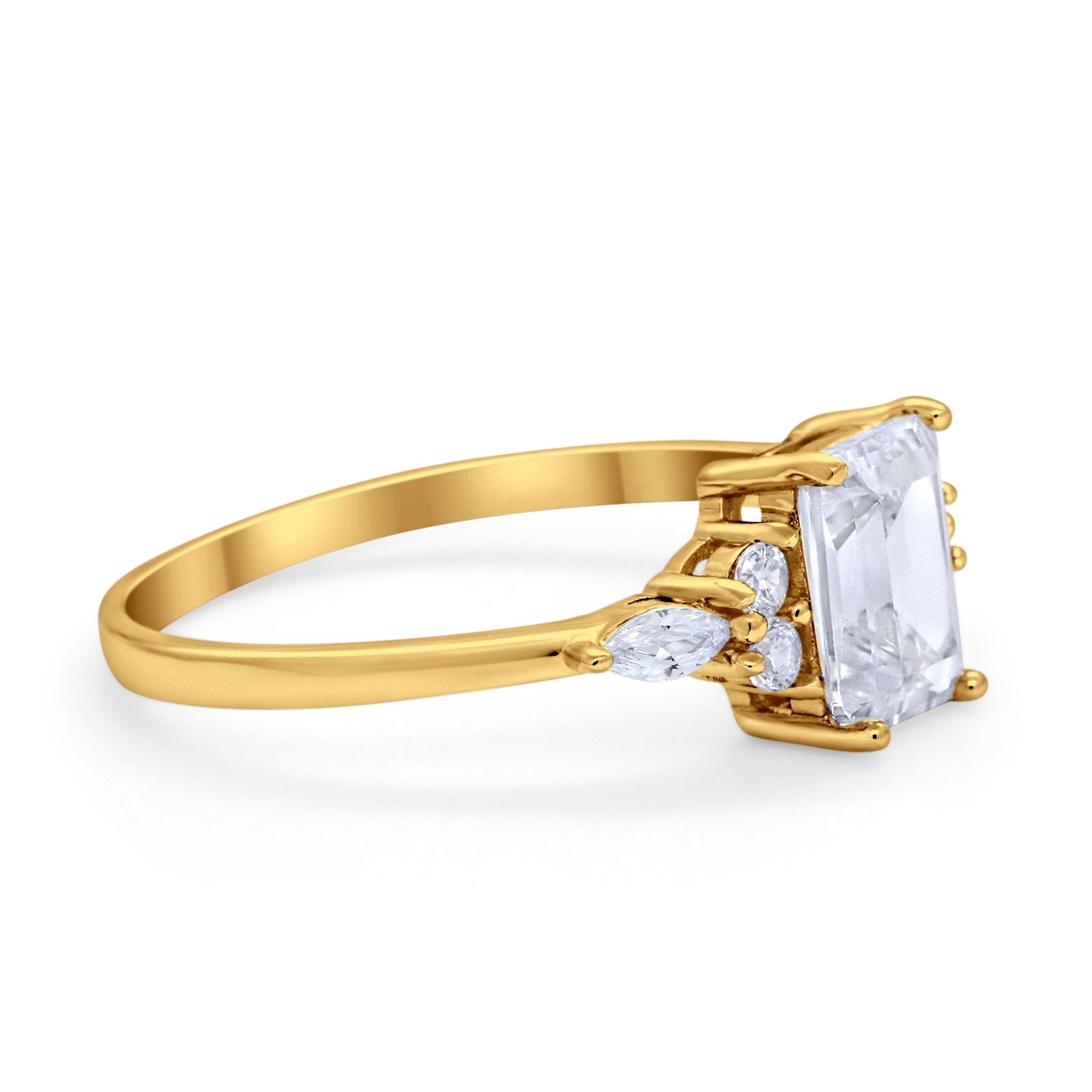 Art Deco Wedding Ring Marquise Simulated Cubic Zirconia 925 Sterling Silver