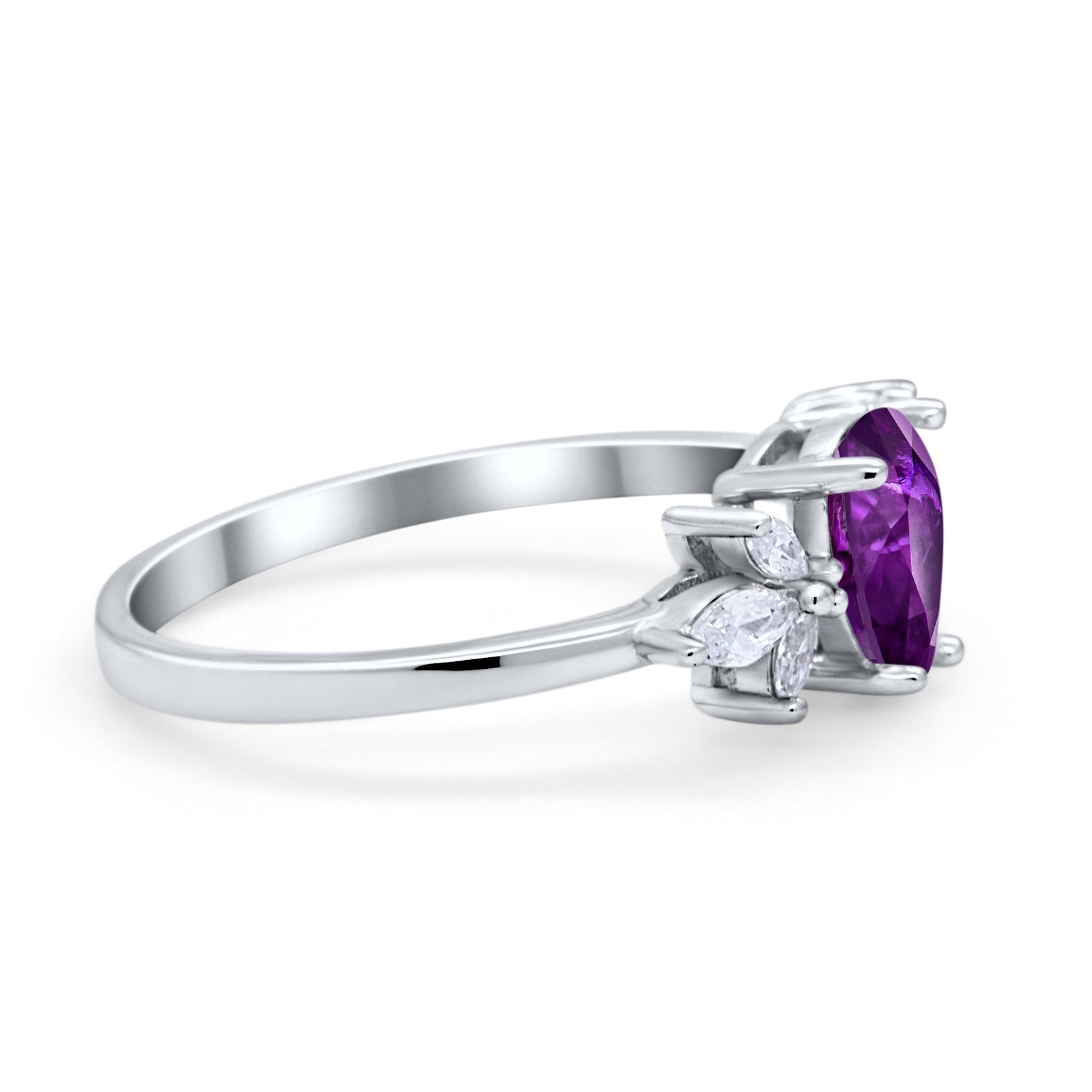 Teardrop Pear Wedding Ring Simulated Cubic Zirconia 925 Sterling Silver