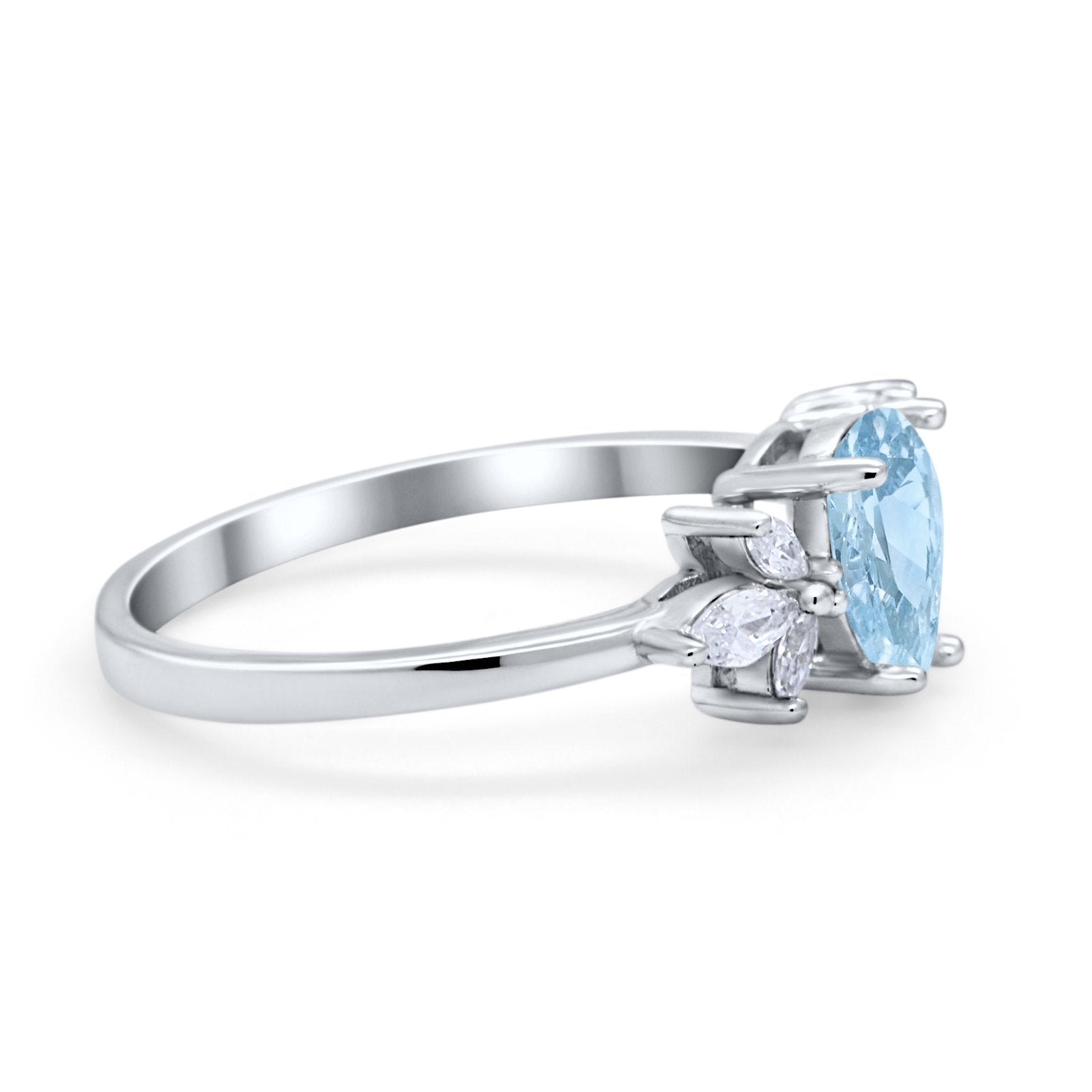 Teardrop Pear Wedding Ring Simulated Cubic Zirconia 925 Sterling Silver