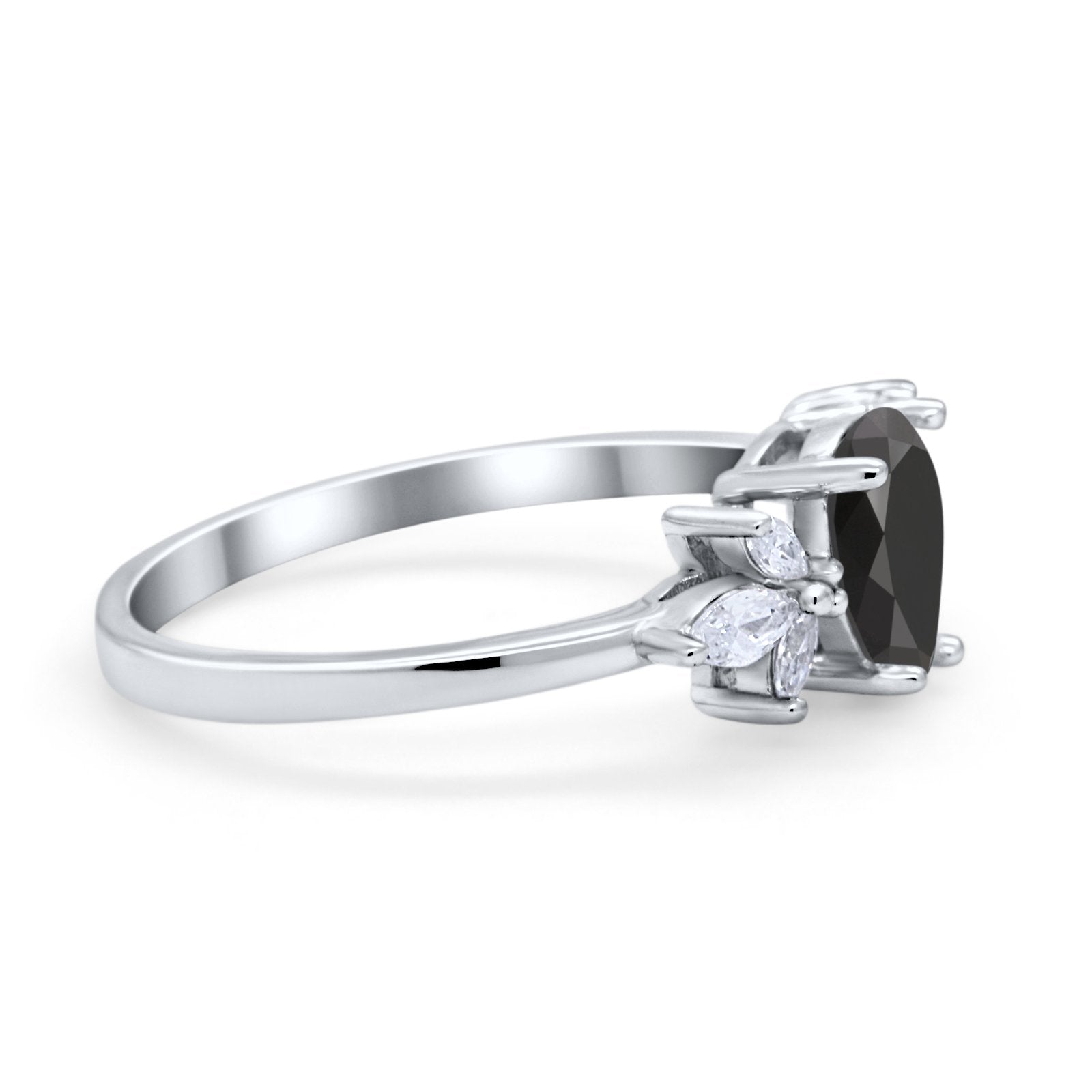 Teardrop Pear Wedding Ring Simulated Cubic Zirconia 925 Sterling Silver