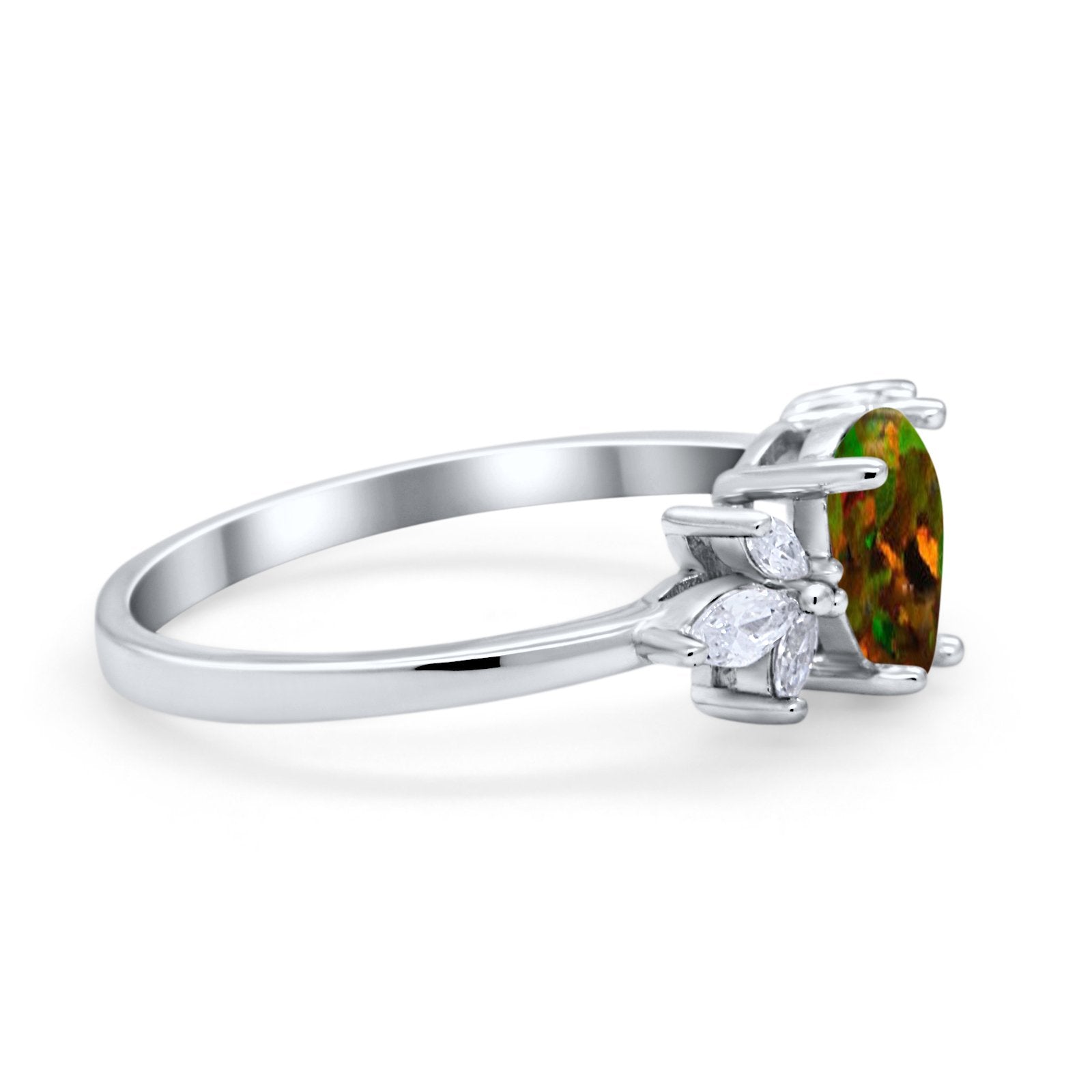 Teardrop Pear Wedding Ring Simulated Cubic Zirconia 925 Sterling Silver