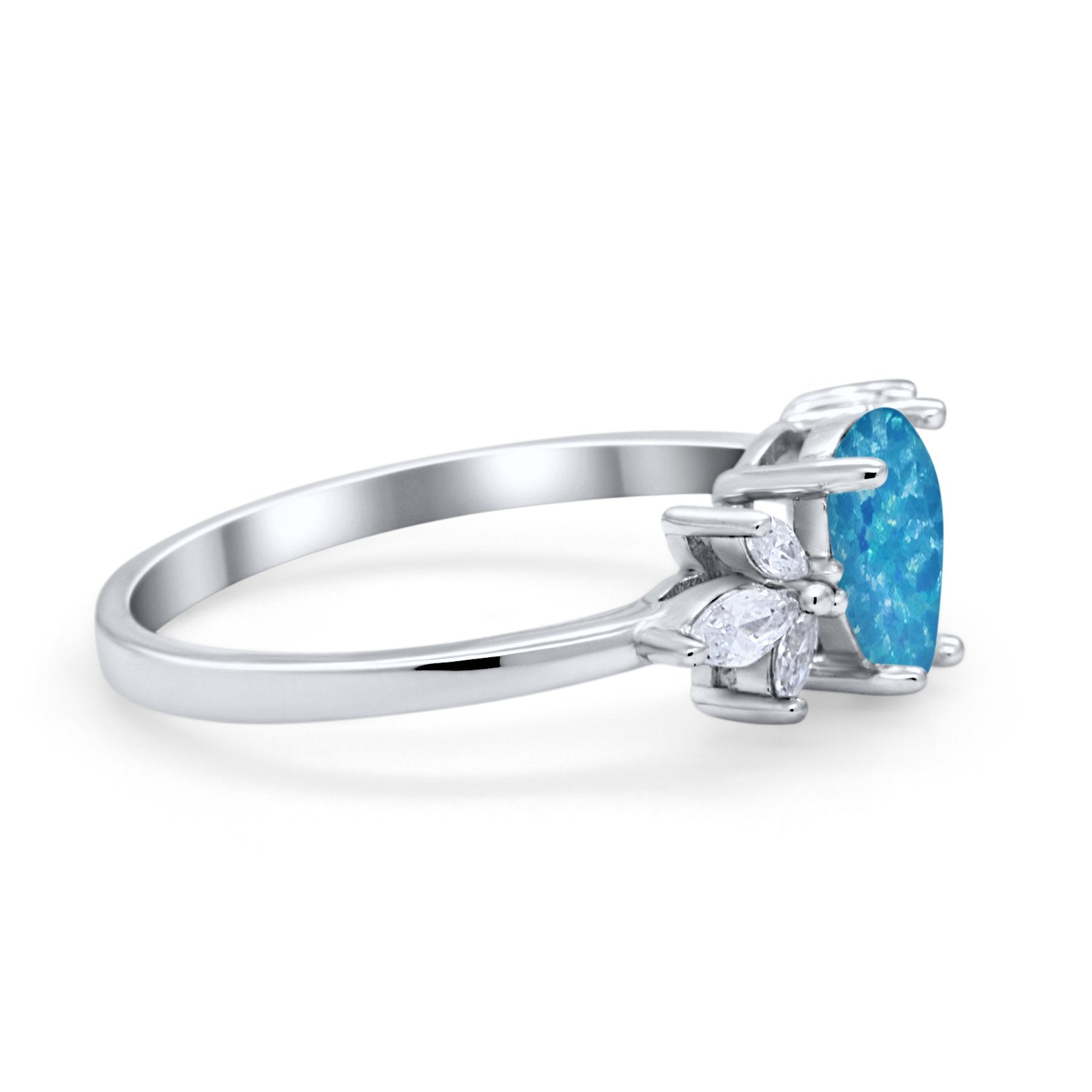 Teardrop Pear Wedding Ring Simulated Cubic Zirconia 925 Sterling Silver