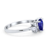 Teardrop Pear Wedding Ring Simulated Cubic Zirconia 925 Sterling Silver