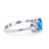 Teardrop Pear Wedding Ring Simulated Cubic Zirconia 925 Sterling Silver