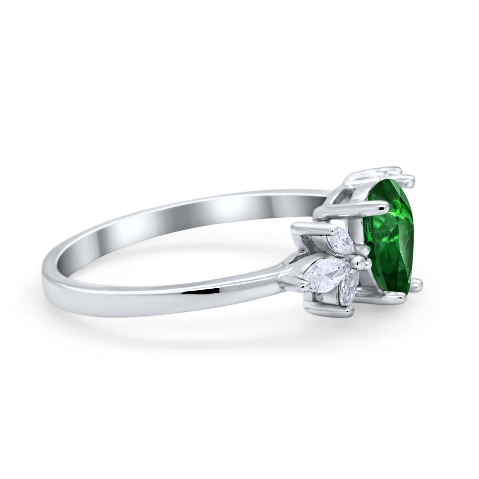 Teardrop Pear Wedding Ring Simulated Cubic Zirconia 925 Sterling Silver