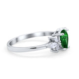 Teardrop Pear Wedding Ring Simulated Cubic Zirconia 925 Sterling Silver