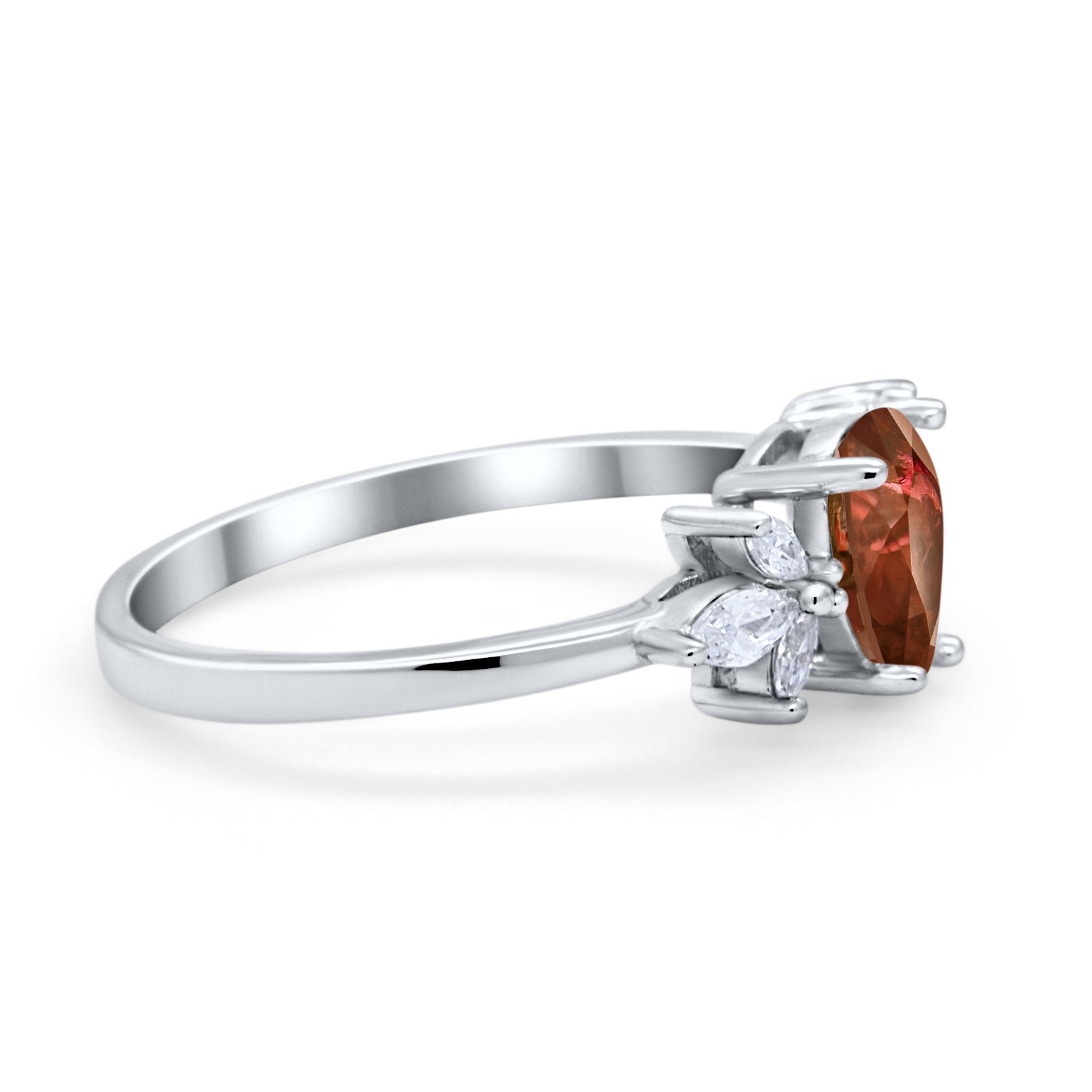 Teardrop Pear Wedding Ring Simulated Cubic Zirconia 925 Sterling Silver