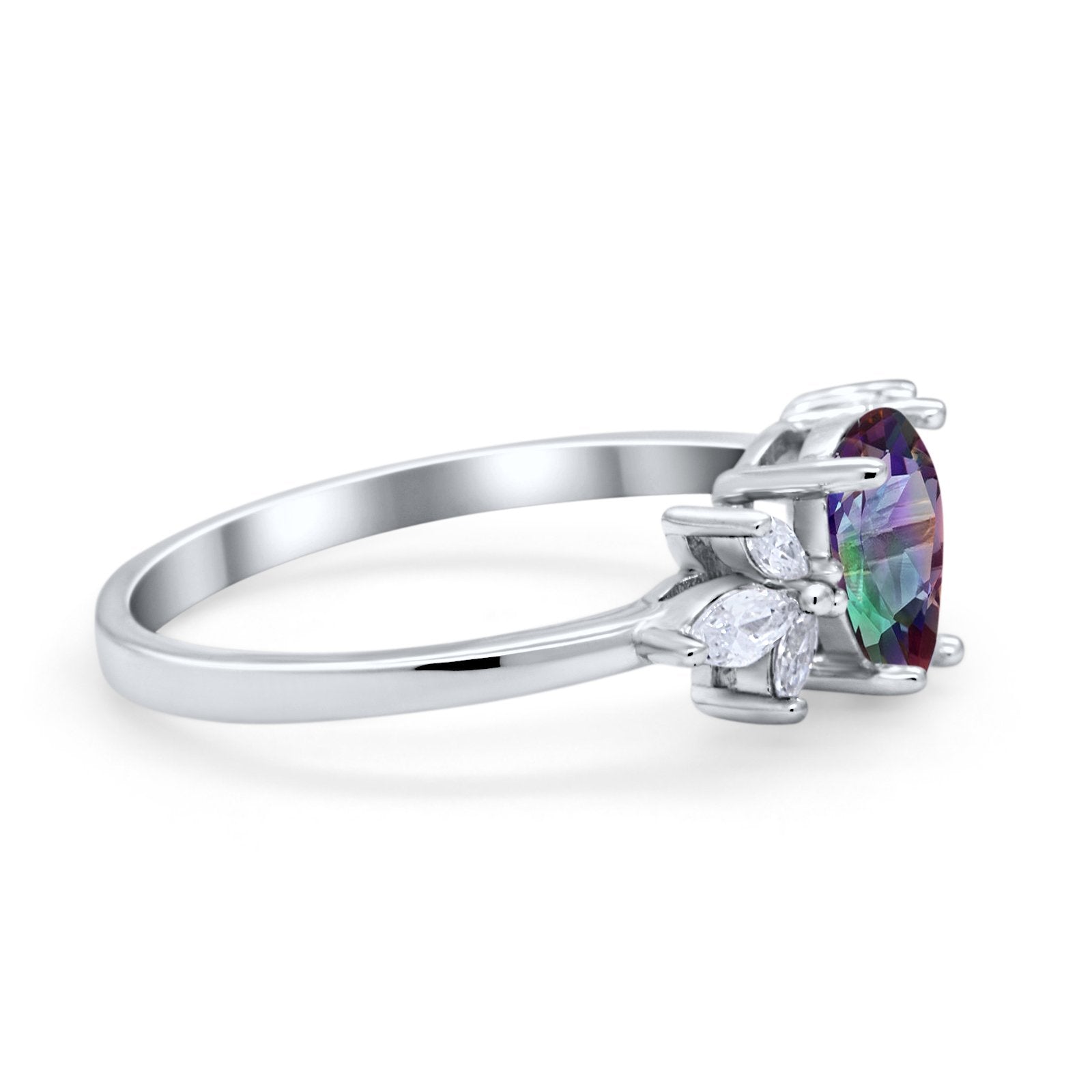 Teardrop Pear Wedding Ring Simulated Cubic Zirconia 925 Sterling Silver