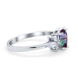 Teardrop Pear Wedding Ring Simulated Cubic Zirconia 925 Sterling Silver