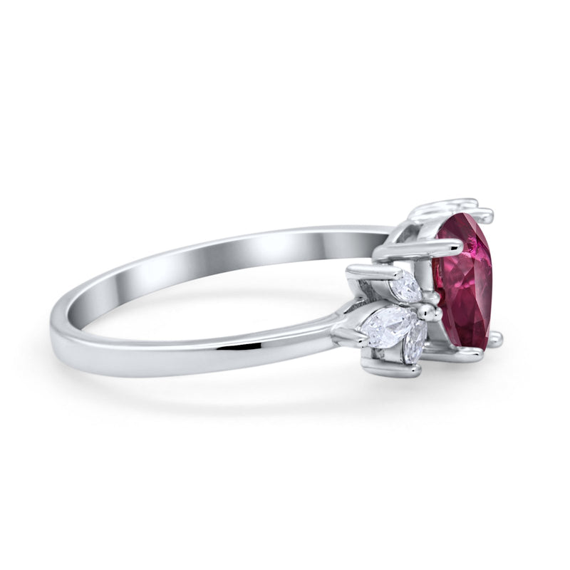 Teardrop Pear Wedding Ring Simulated Cubic Zirconia 925 Sterling Silver