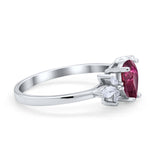 Teardrop Pear Wedding Ring Simulated Cubic Zirconia 925 Sterling Silver