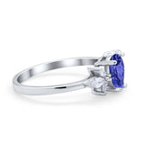 Teardrop Pear Wedding Ring Simulated Cubic Zirconia 925 Sterling Silver