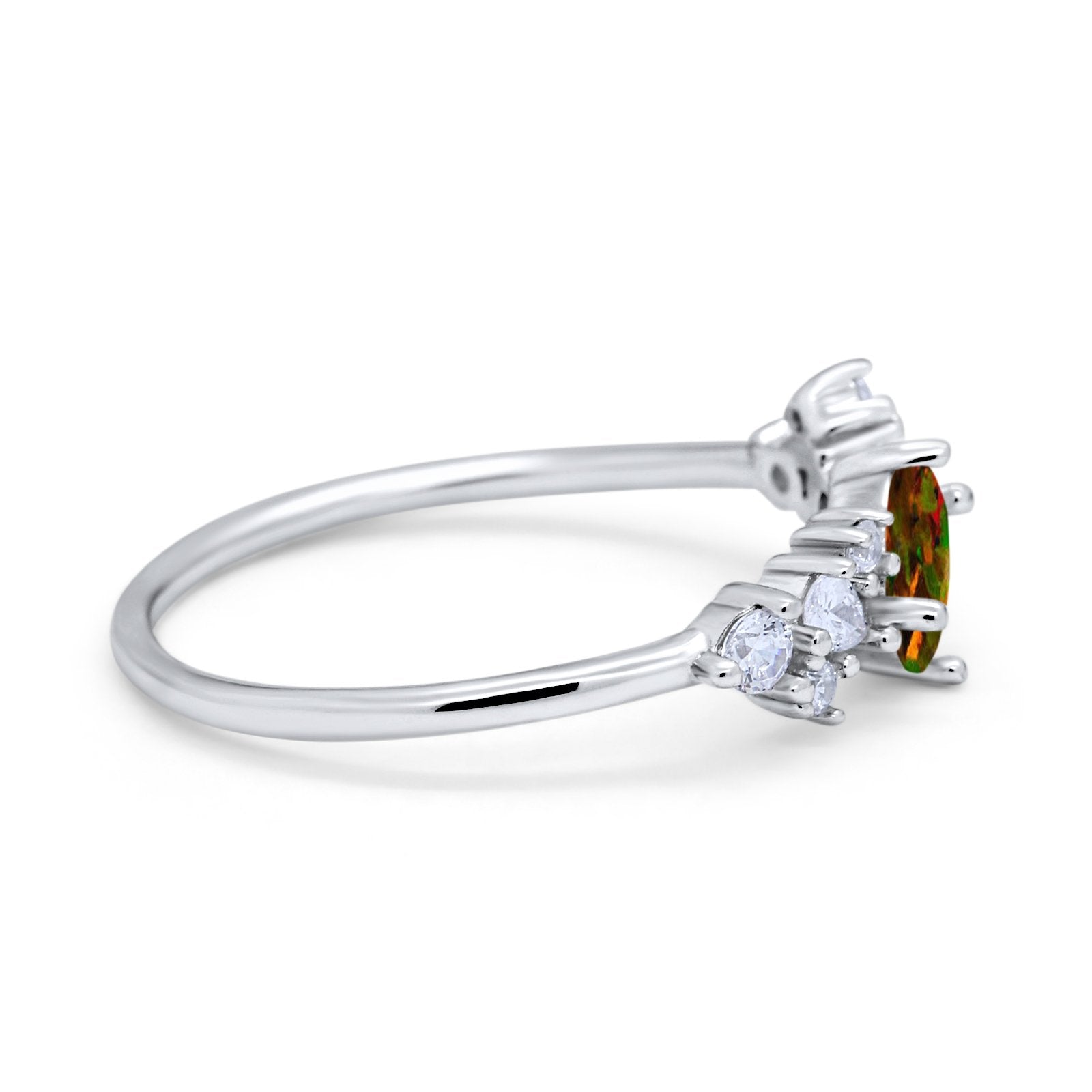 Art Deco Wedding Ring Oval Simulated Cubic Zirconia 925 Sterling Silver