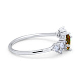 Art Deco Wedding Ring Oval Simulated Cubic Zirconia 925 Sterling Silver