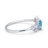 Art Deco Wedding Ring Oval Simulated Cubic Zirconia 925 Sterling Silver