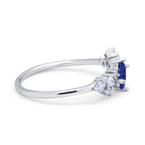 Art Deco Wedding Ring Oval Simulated Cubic Zirconia 925 Sterling Silver