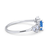 Art Deco Wedding Ring Oval Simulated Cubic Zirconia 925 Sterling Silver