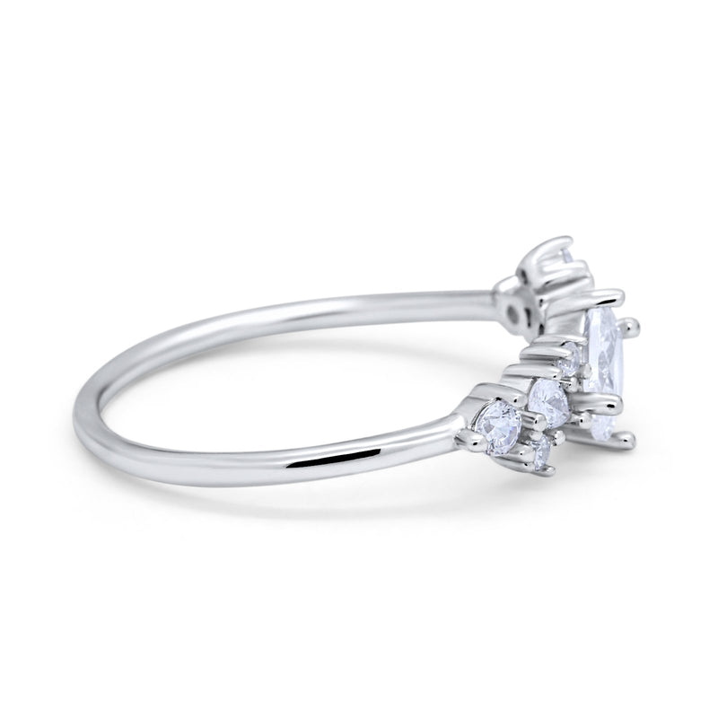 Art Deco Wedding Ring Oval Simulated Cubic Zirconia 925 Sterling Silver