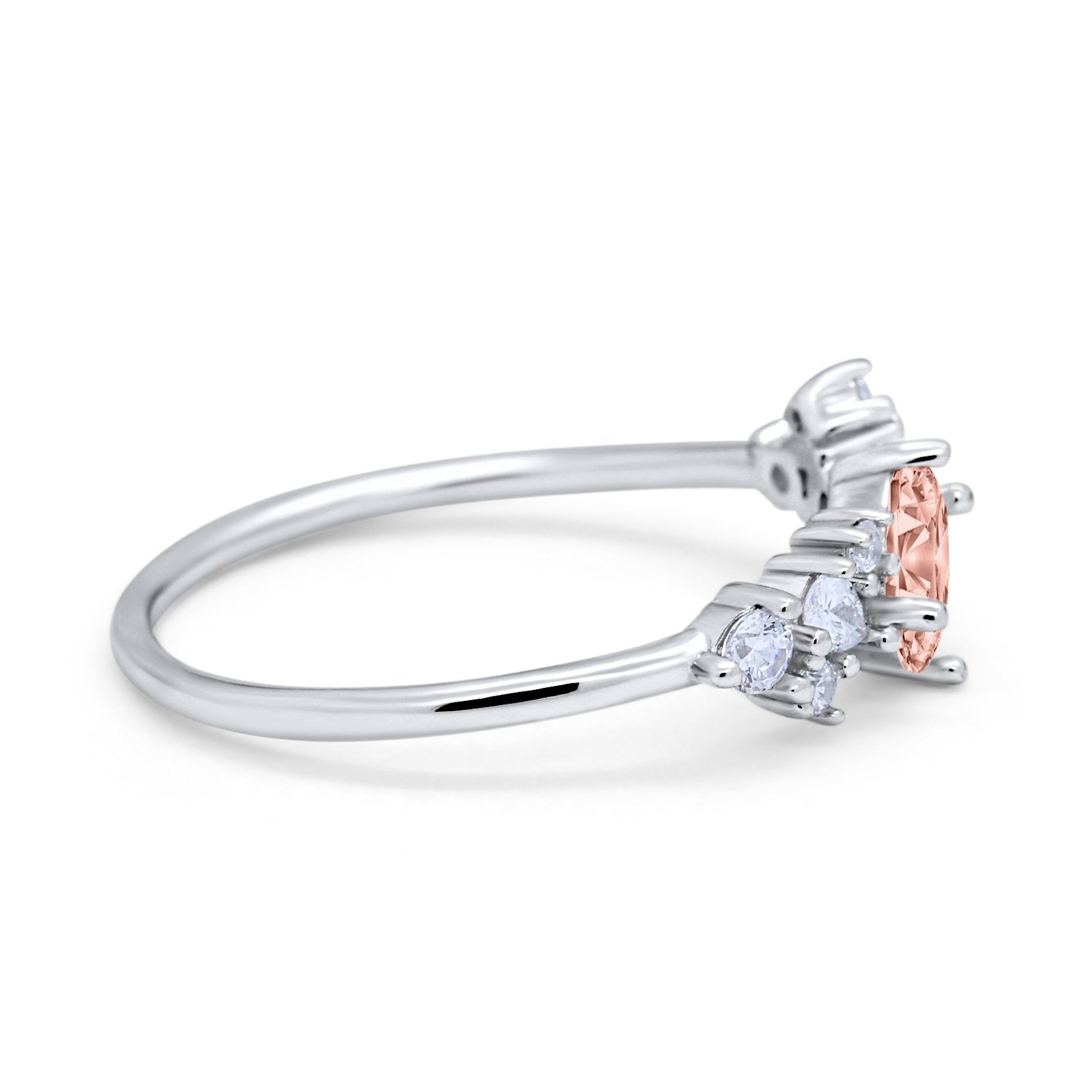 Art Deco Wedding Ring Oval Simulated Cubic Zirconia 925 Sterling Silver