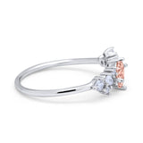 Art Deco Wedding Ring Oval Simulated Cubic Zirconia 925 Sterling Silver