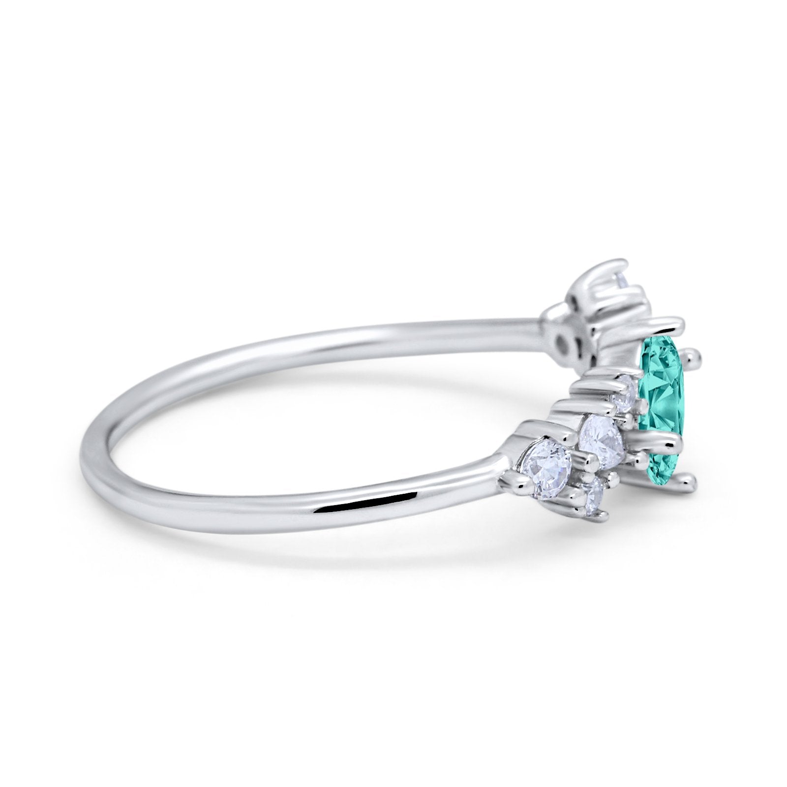 Art Deco Wedding Ring Oval Simulated Cubic Zirconia 925 Sterling Silver