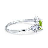 Art Deco Wedding Ring Oval Simulated Cubic Zirconia 925 Sterling Silver