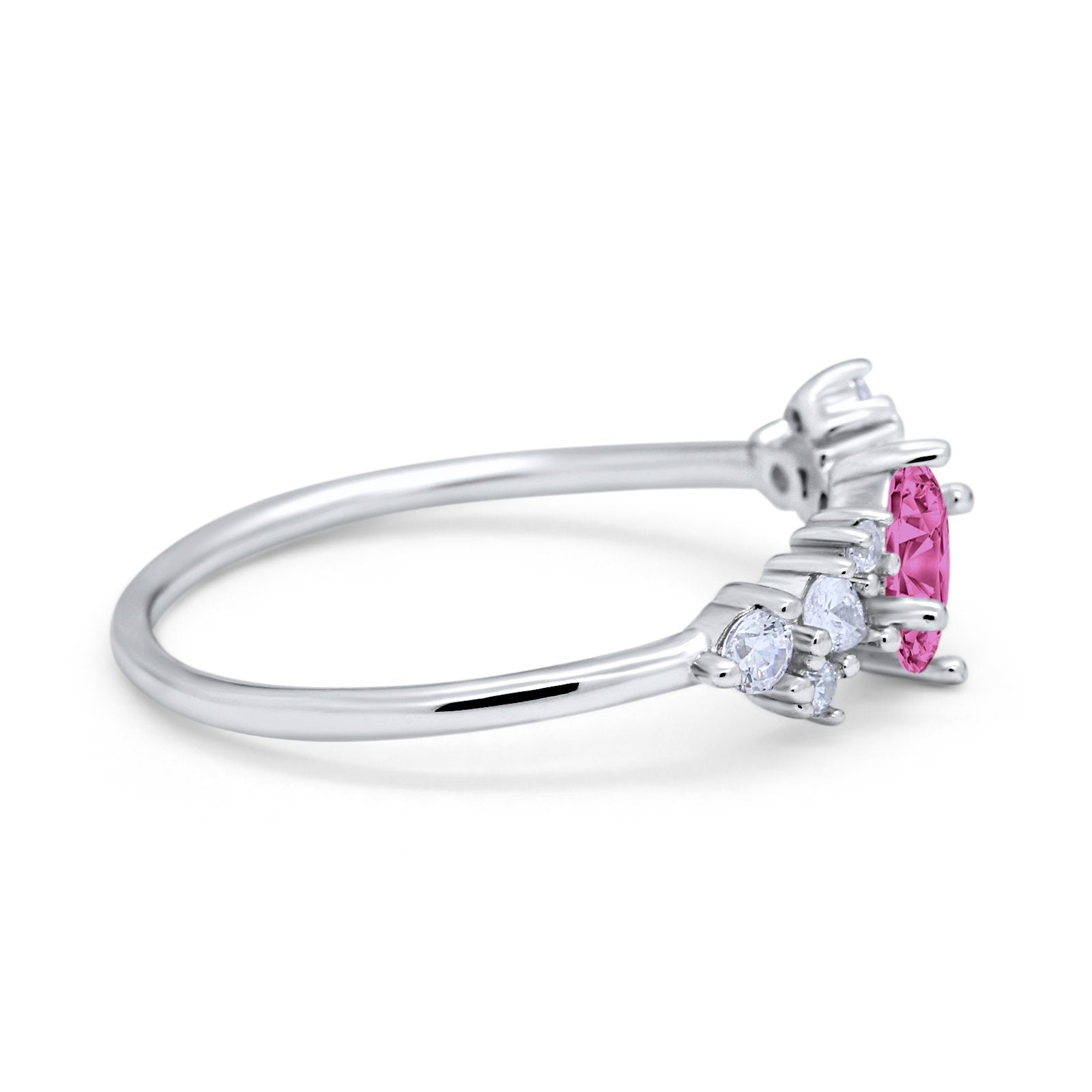 Art Deco Wedding Ring Oval Simulated Cubic Zirconia 925 Sterling Silver