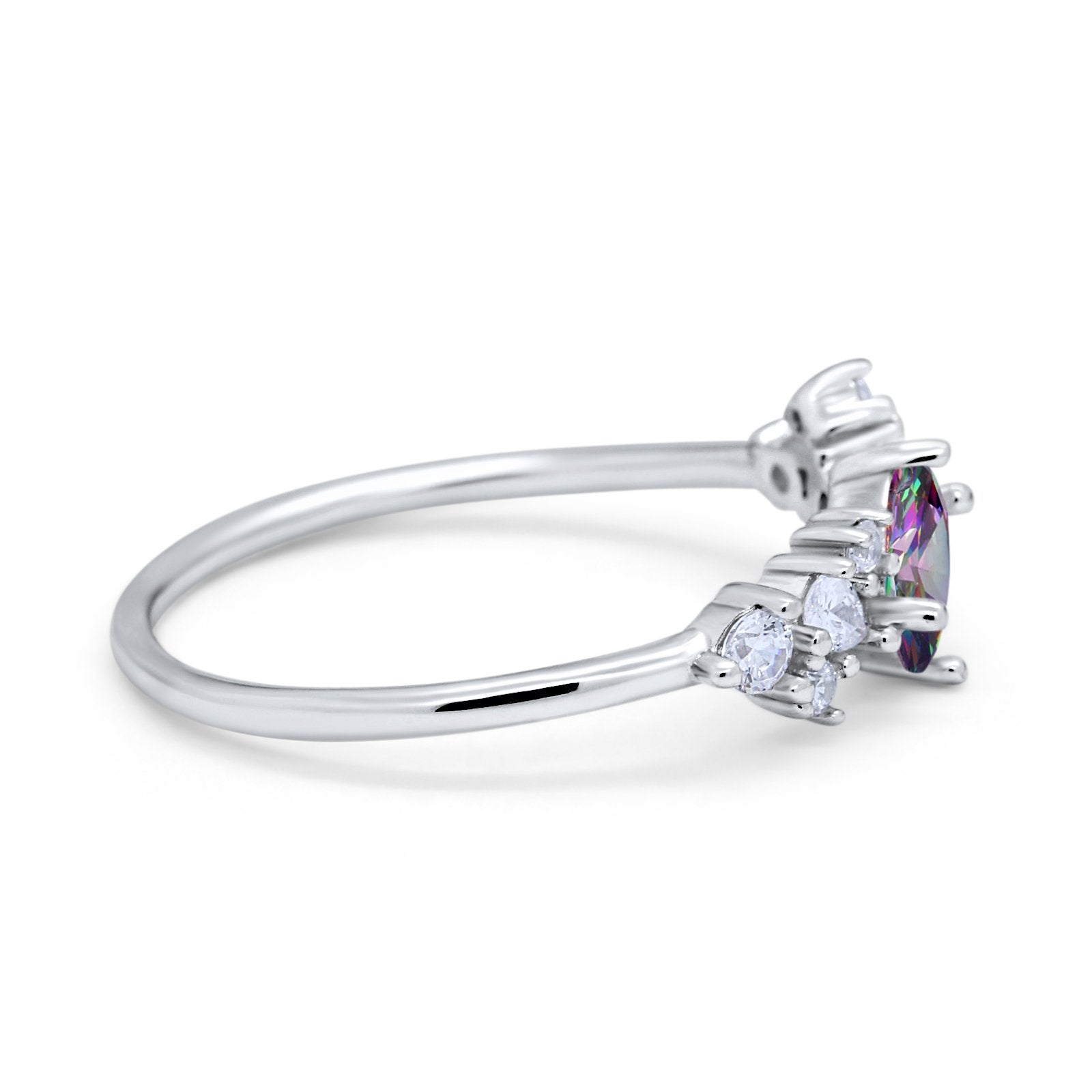 Art Deco Wedding Ring Oval Simulated Cubic Zirconia 925 Sterling Silver