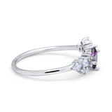 Art Deco Wedding Ring Oval Simulated Cubic Zirconia 925 Sterling Silver