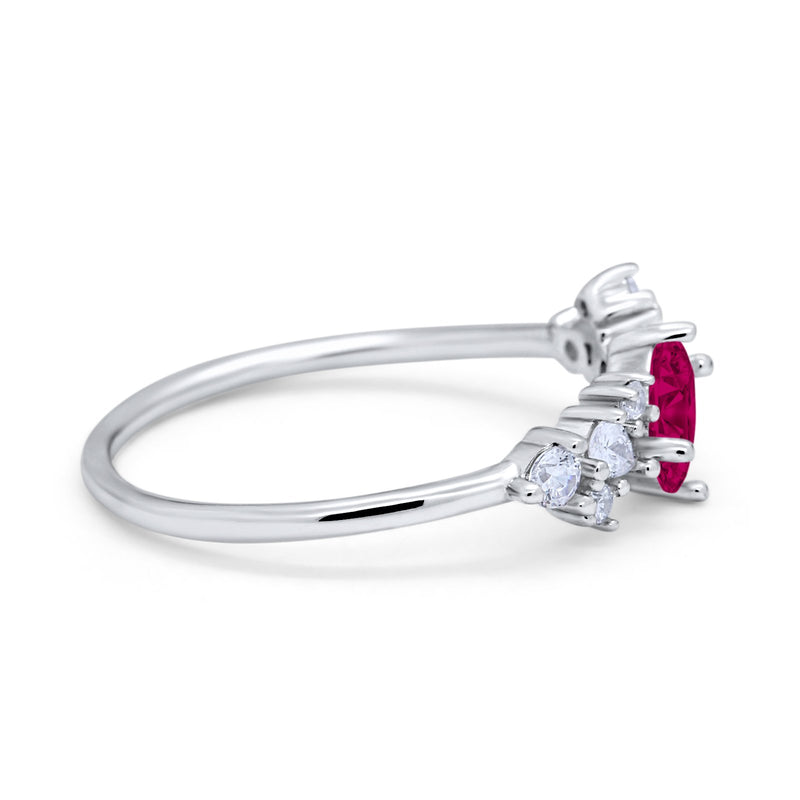 Art Deco Wedding Ring Oval Simulated Cubic Zirconia 925 Sterling Silver