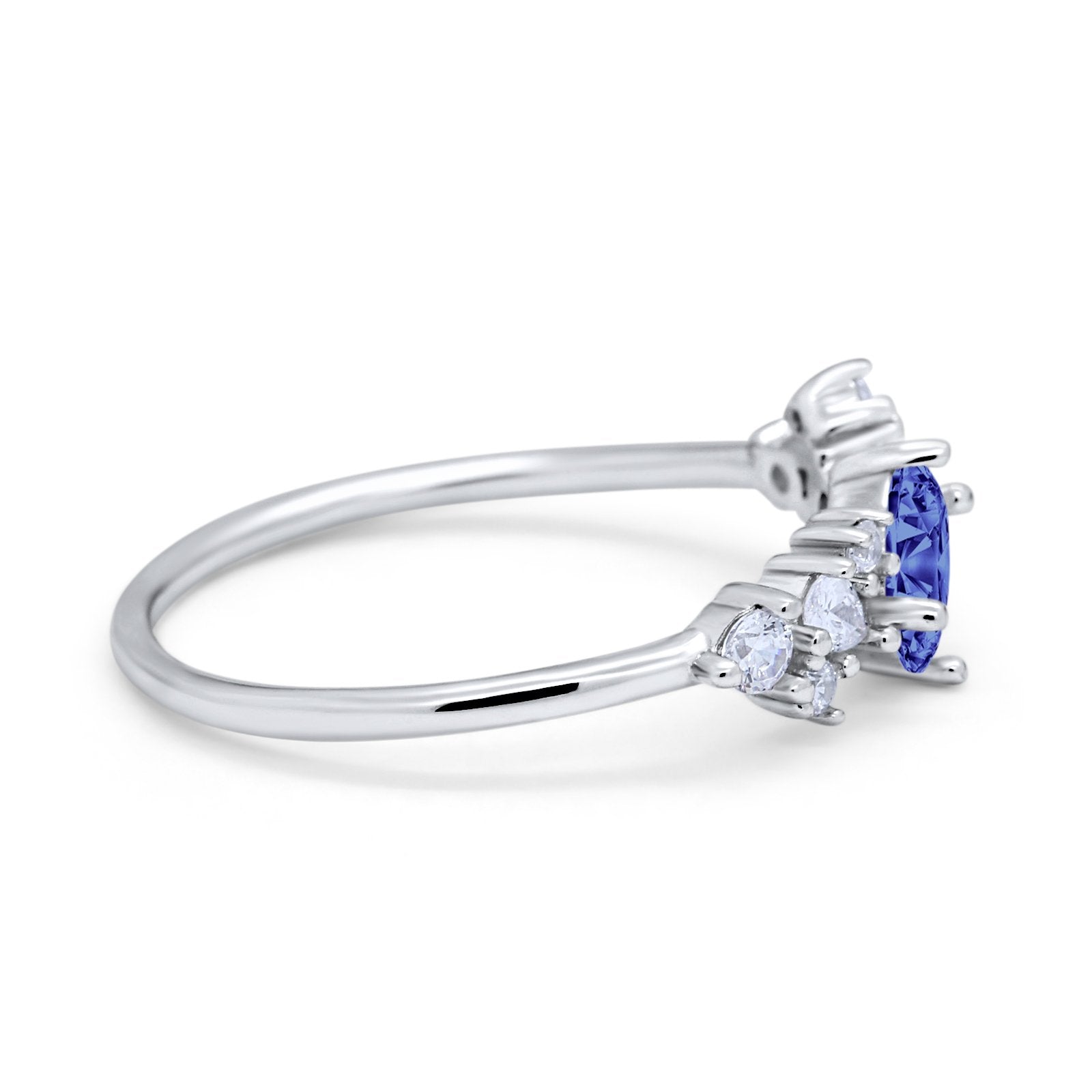 Art Deco Wedding Ring Oval Simulated Cubic Zirconia 925 Sterling Silver