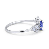 Art Deco Wedding Ring Oval Simulated Cubic Zirconia 925 Sterling Silver