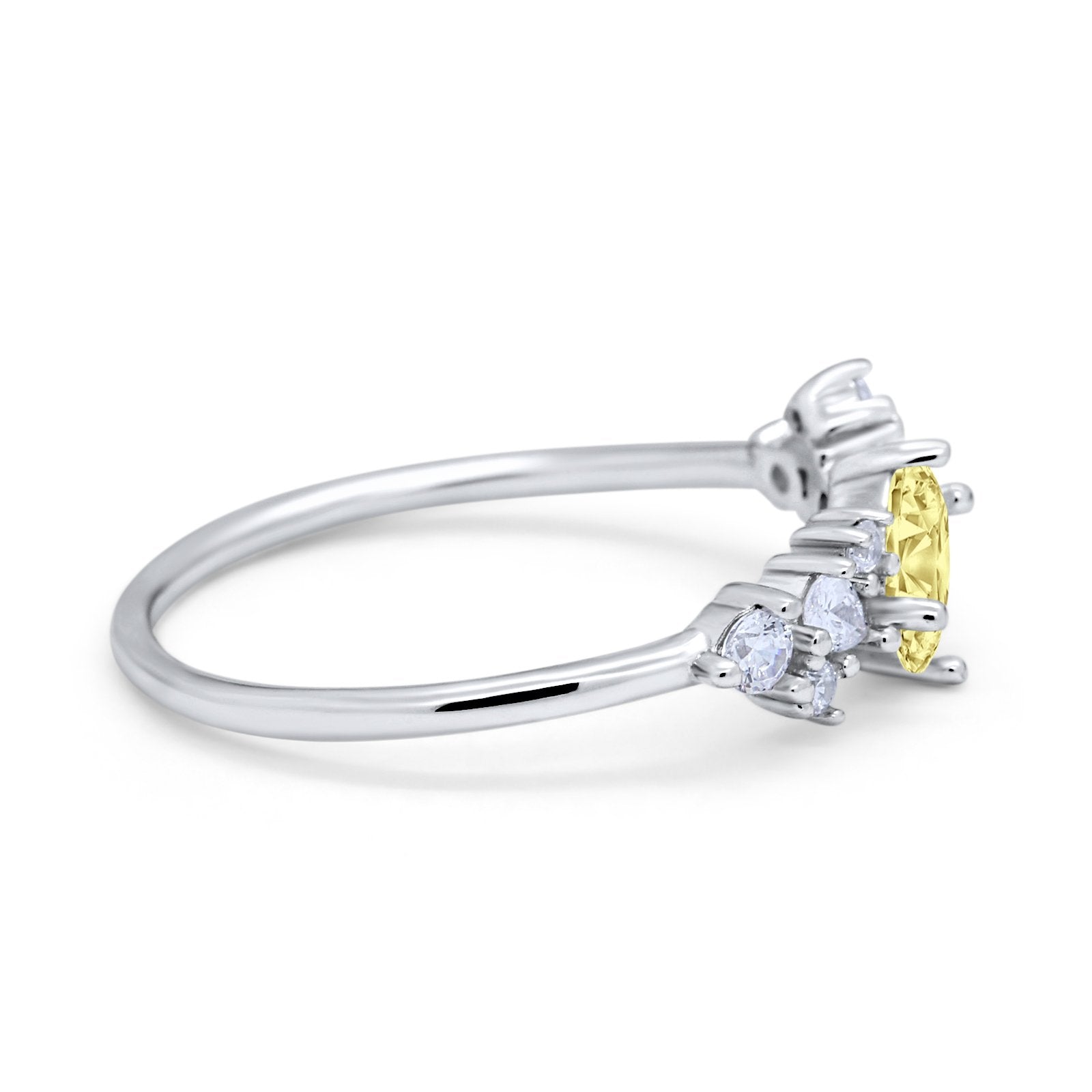 Art Deco Wedding Ring Oval Simulated Cubic Zirconia 925 Sterling Silver