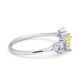 Art Deco Wedding Ring Oval Simulated Cubic Zirconia 925 Sterling Silver