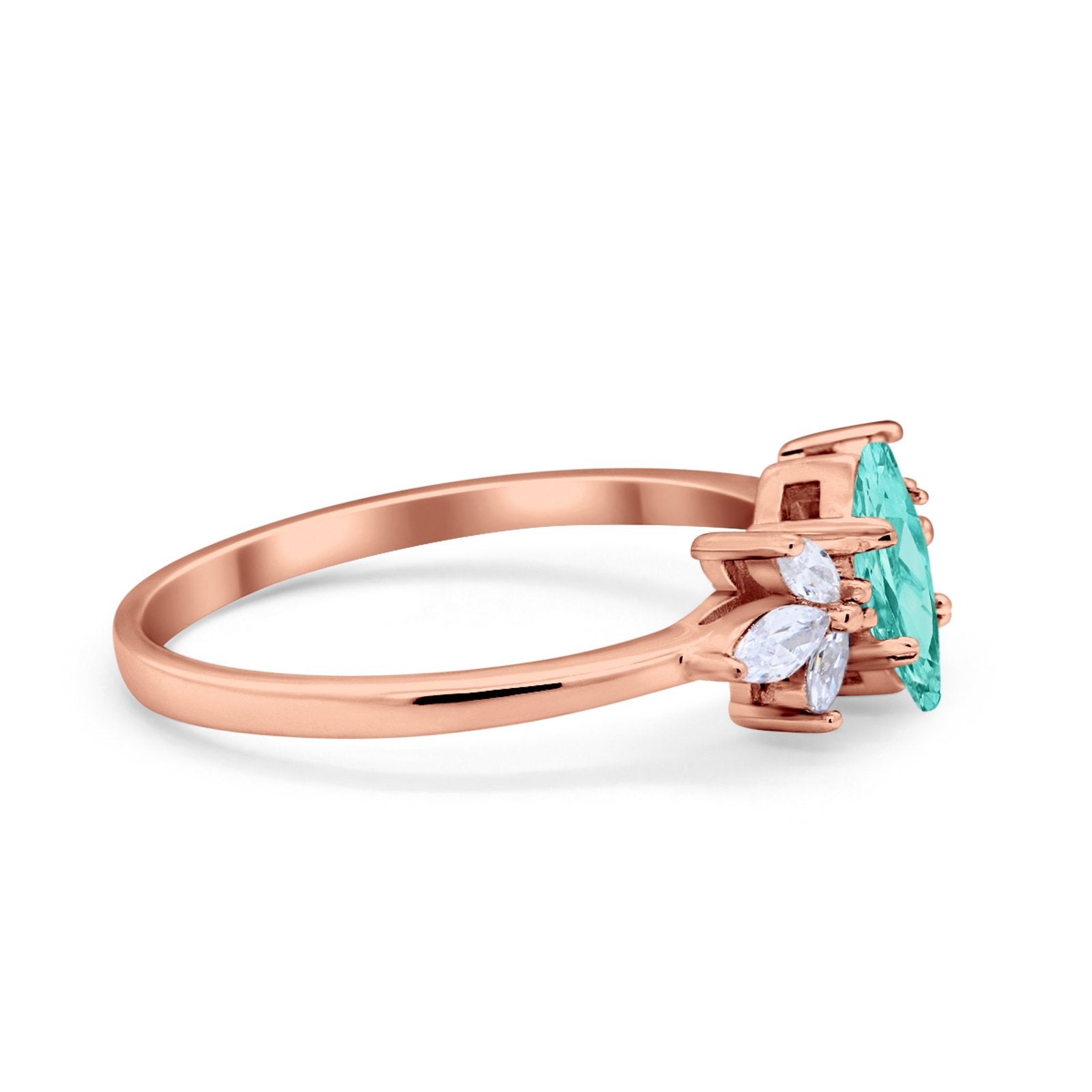 Art Deco Wedding Ring Marquise Simulated Cubic Zirconia 925 Sterling Silver