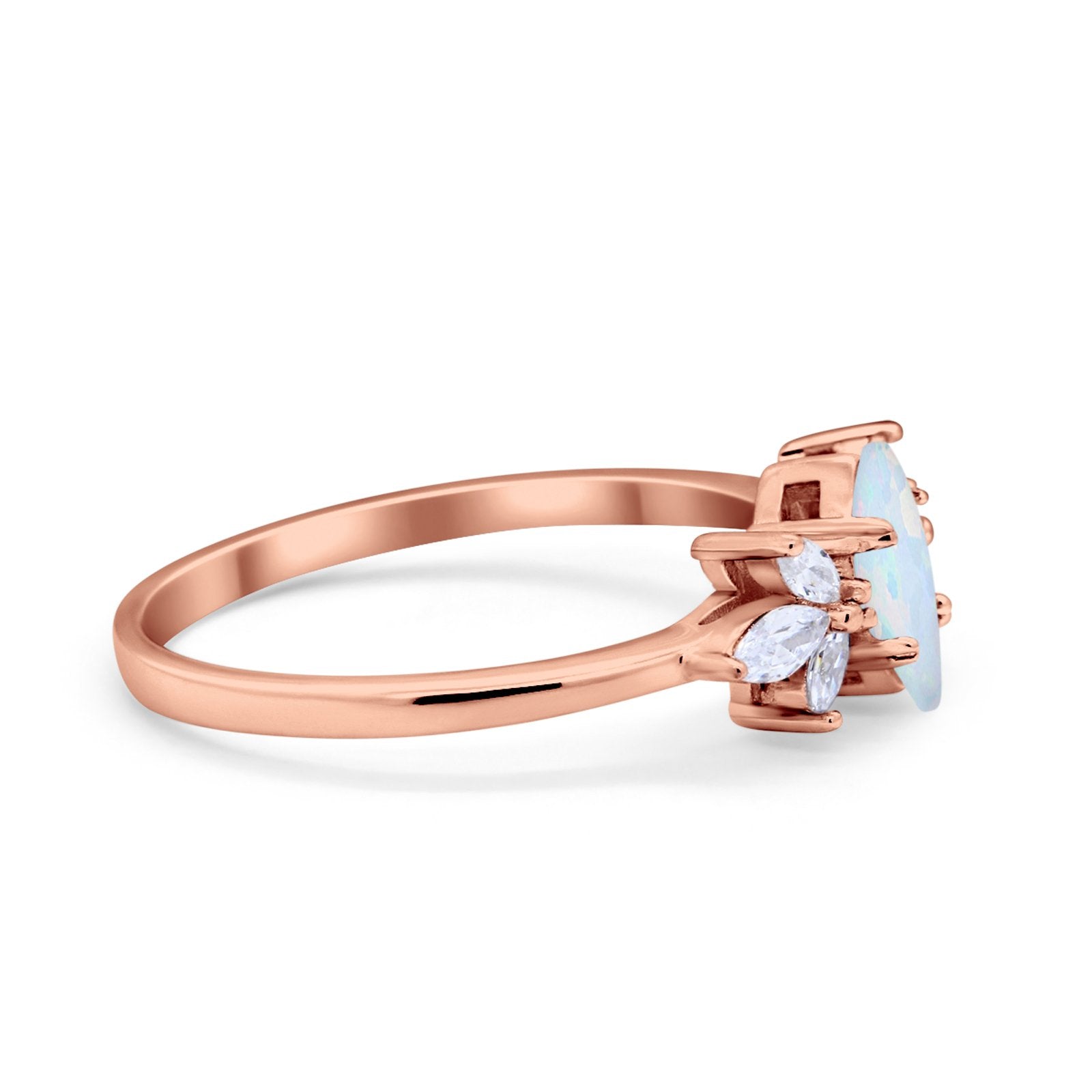 Art Deco Wedding Ring Marquise Simulated Cubic Zirconia 925 Sterling Silver