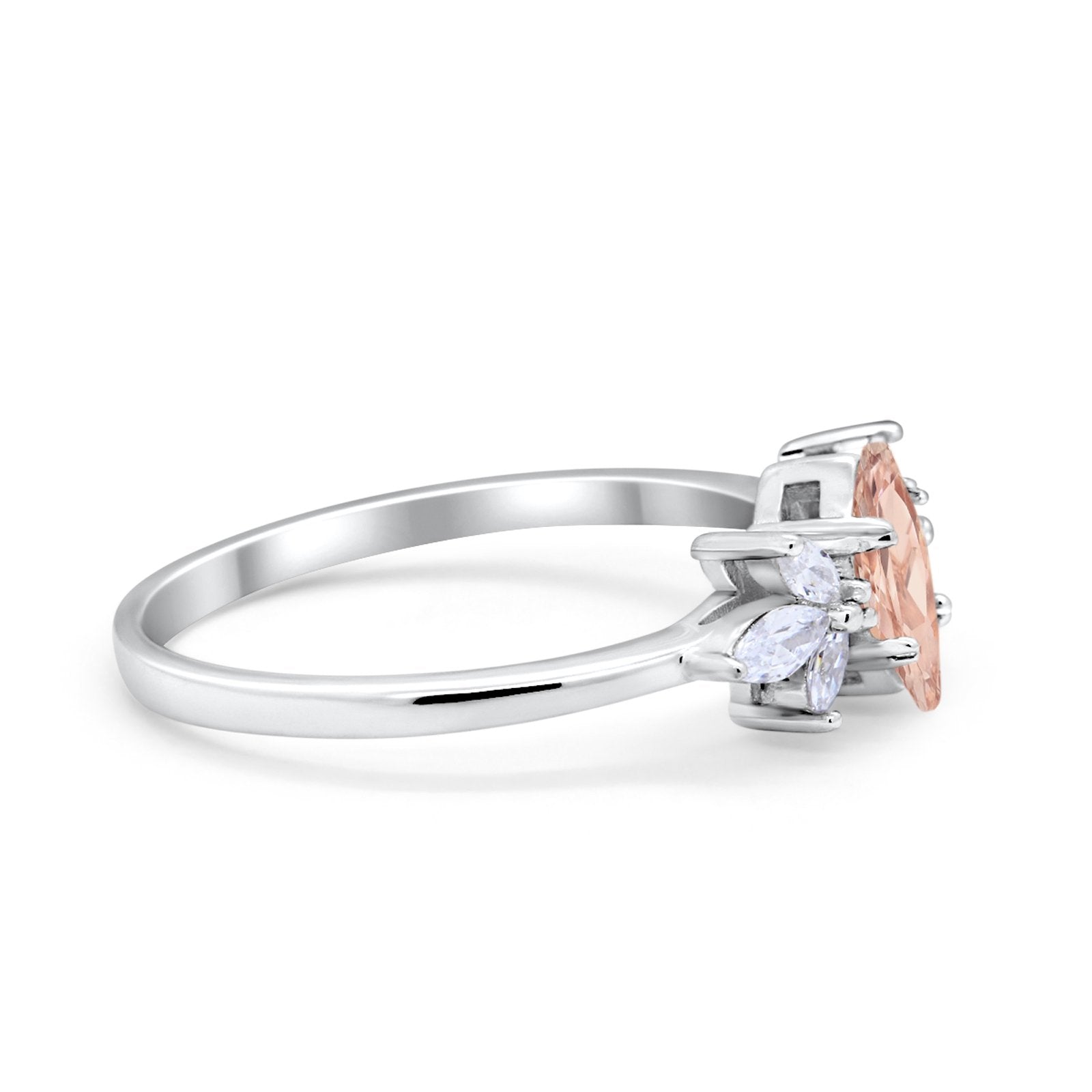 Art Deco Wedding Ring Marquise Simulated Cubic Zirconia 925 Sterling Silver