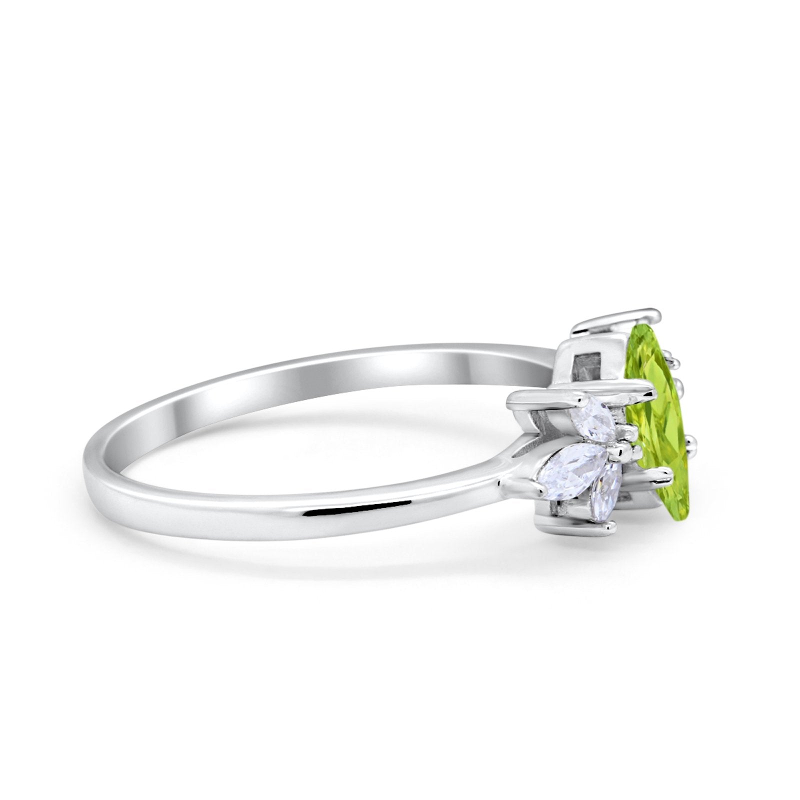 Art Deco Wedding Ring Marquise Simulated Cubic Zirconia 925 Sterling Silver