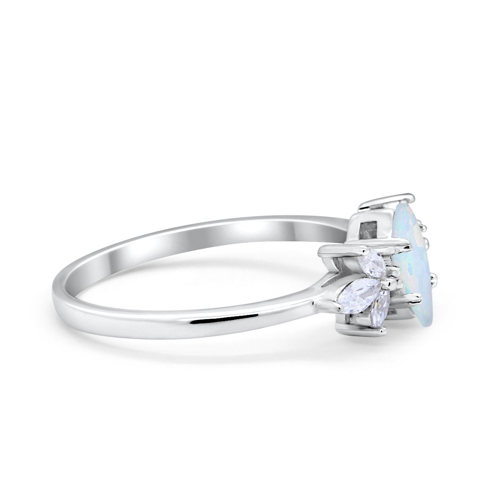 Art Deco Wedding Ring Marquise Simulated Cubic Zirconia 925 Sterling Silver