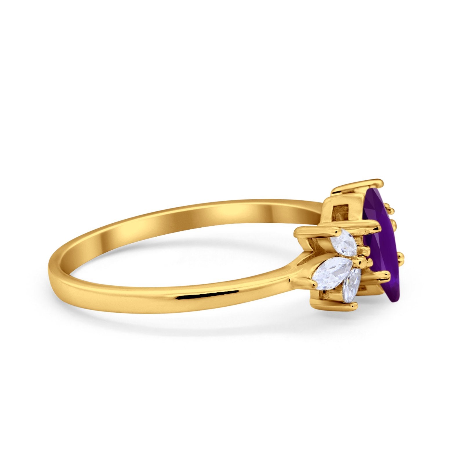 Art Deco Wedding Ring Marquise Simulated Cubic Zirconia 925 Sterling Silver