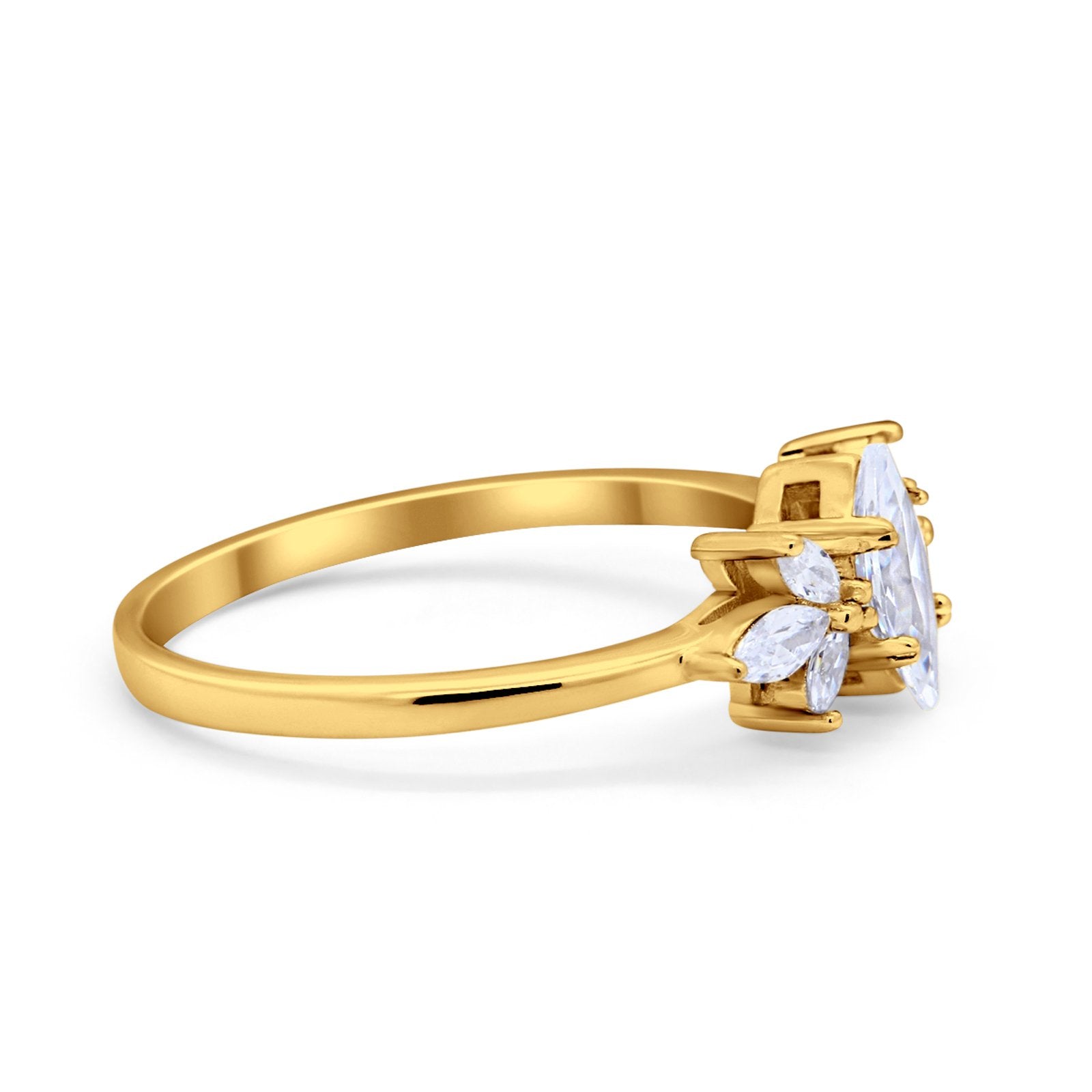 Art Deco Wedding Ring Marquise Simulated Cubic Zirconia 925 Sterling Silver