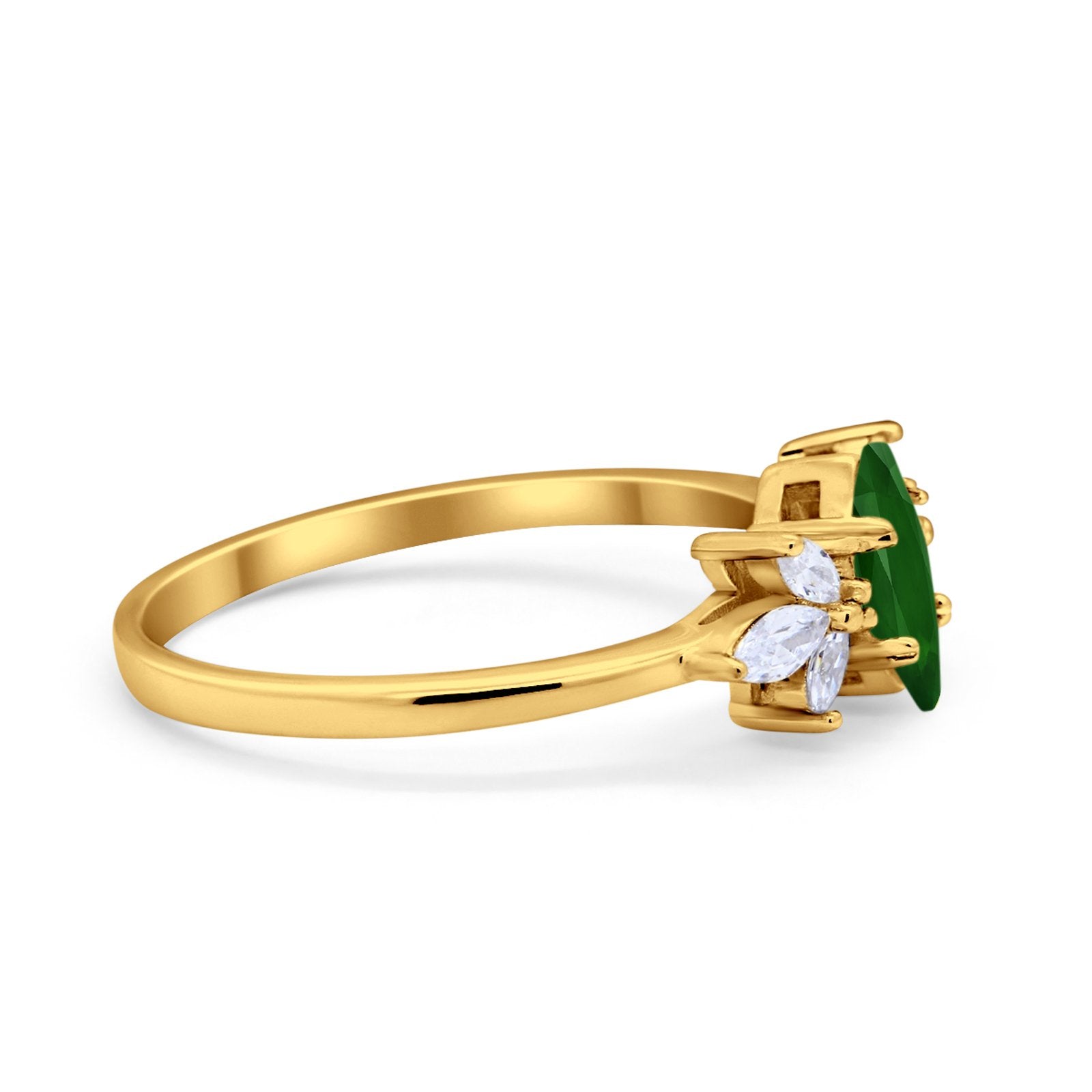 Art Deco Wedding Ring Marquise Simulated Cubic Zirconia 925 Sterling Silver