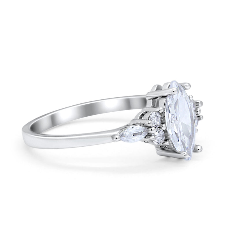 Vintage Style Wedding Ring Round Simulated Cubic Zirconia 925 Sterling Silver