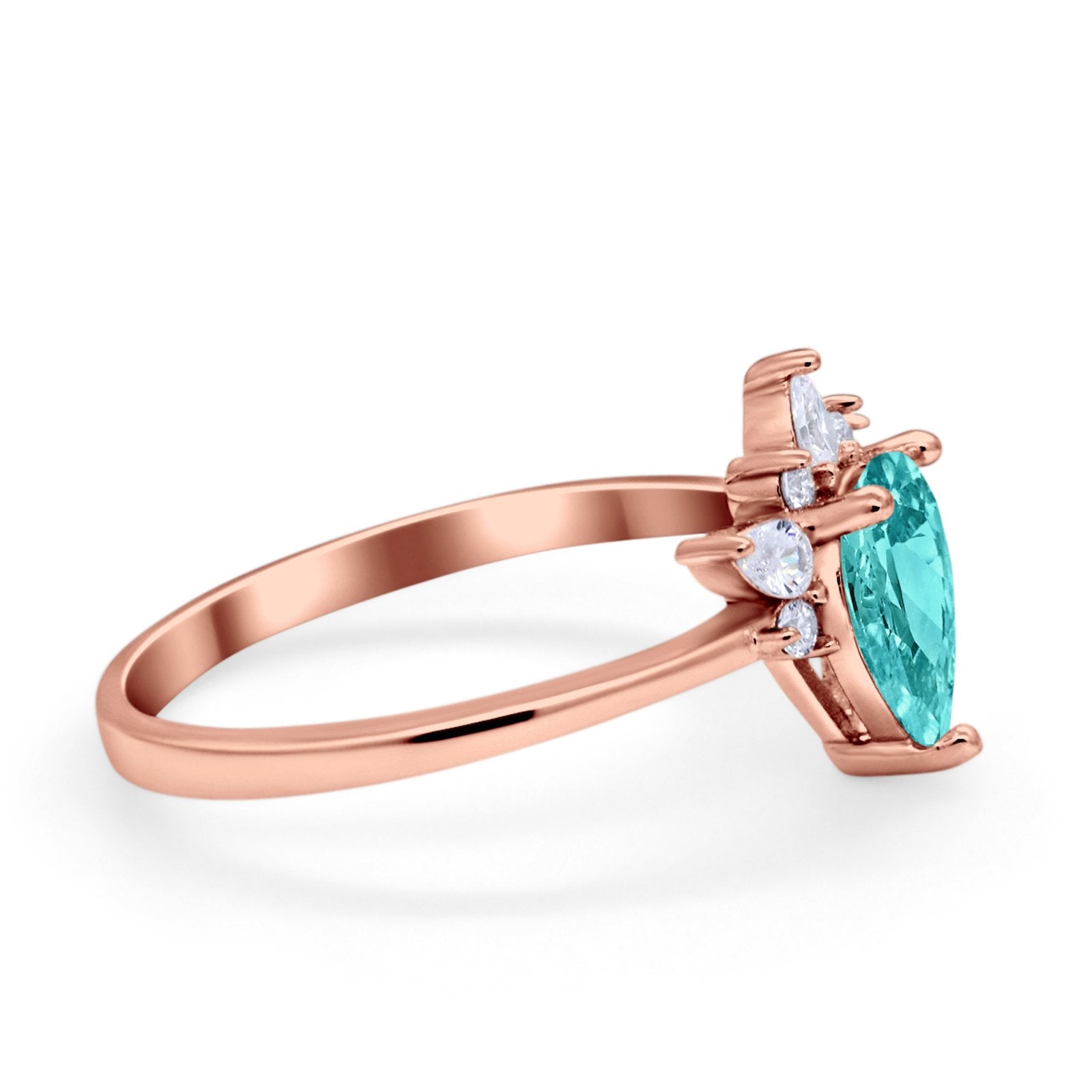 Art Deco Engagement Ring Pear Simulated Cubic Zirconia 925 Sterling Silver