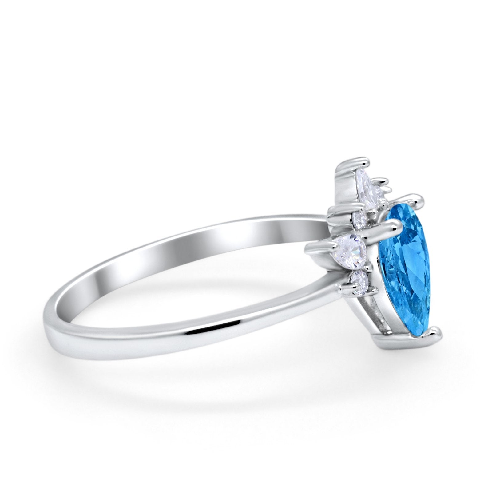 Art Deco Engagement Ring Pear Simulated Cubic Zirconia 925 Sterling Silver