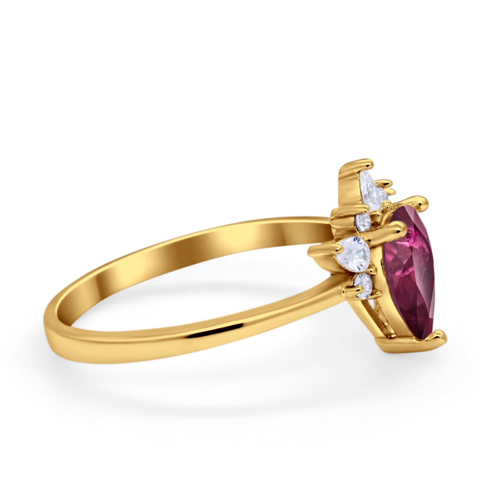 Art Deco Engagement Ring Pear Simulated Cubic Zirconia 925 Sterling Silver